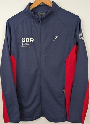 Gymshark Pullover Herren Large blau Full Zip Team GBR British Gymnastics leicht