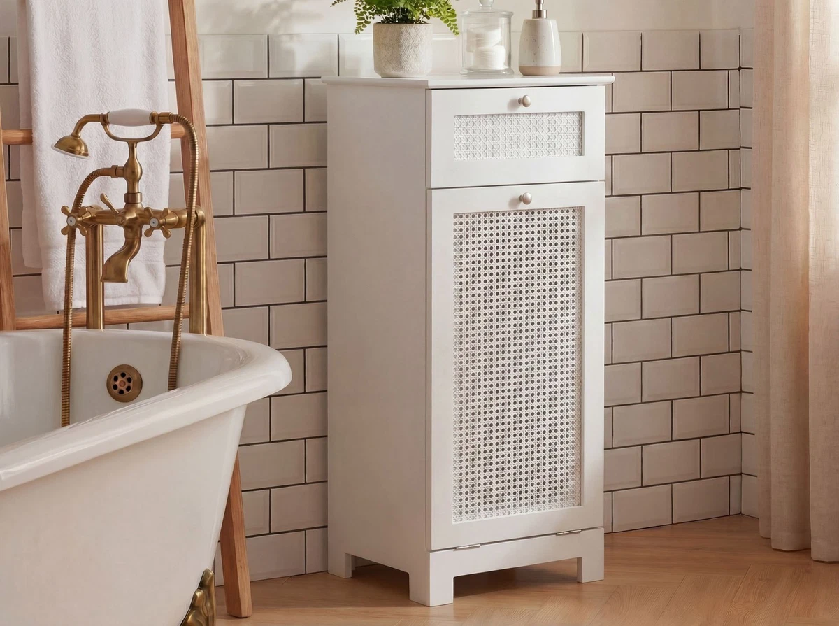 90 cm blanco mueble nicho cesta portaropa baño