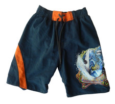 Boys XL Maui and Sons Swim Trunks Board Shorts Navy Blue Sharks Surf EUC Beach