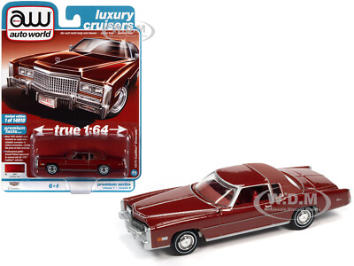 1975 CADILLAC ELDORADO FIRETHORN RED 1/64 DIECAST BY AUTO WORLD