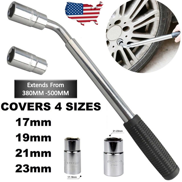 Extendable Lug Nut Wrench (17/19MM) & (21/ 23MM) Van Car Brace Wheel
