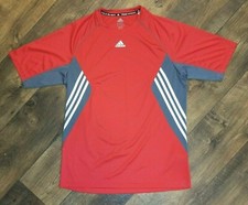 ADIDAS ATHLETIC WORKOUT GYM TEAM PERFORMANCE STRIPES MEN'S SHIRT LARGE