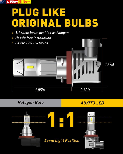 H11 H8 H9 LED Headlight Bulbs 12000Lm per Set 6500K Cool White Wireless H11 LED - Picture 2 of 7