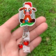 Christmas Cow Nurse Badge Holder/Reel ID Card Holder Medical Nurse RN
