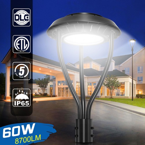 Led Post Top Light 60W 5000K Outdoor Street Parking Lot Garden Pole Fixture Lamp