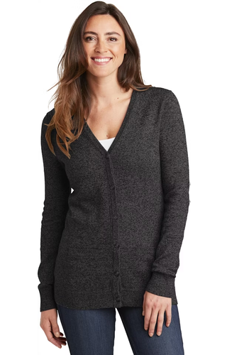 Port Authority Cardigan Women's 2XL Black LSW415 Marl Work Office Grandma Core - Picture 5 of 5