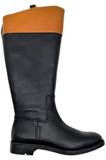 Franco Sarto Women's Meyer 2 Leather Wide Calf Boot Black/Cognac
