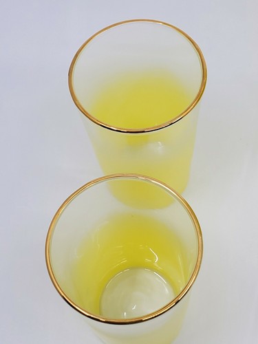 Blendo Yellow Frosted 40 oz Pitcher 4 Glasses 22k West Virginia Glass - Picture 6 of 11