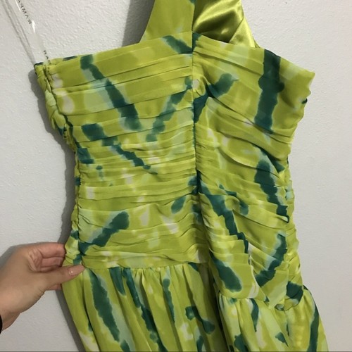 NWT Rampage One-Shoulder Maxi Dress Prom Summer Party Sz 3/4 XS Lime Green - Picture 7 of 7