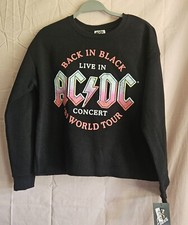 Girls Colorful AC/DC Logo Cozy Fleece Cropped Pullover Sweatshirt Black XXL