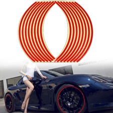 16 Strips Reflective Sticker Car Motorcycle Wheel Hub Tire Rims Sticker Red