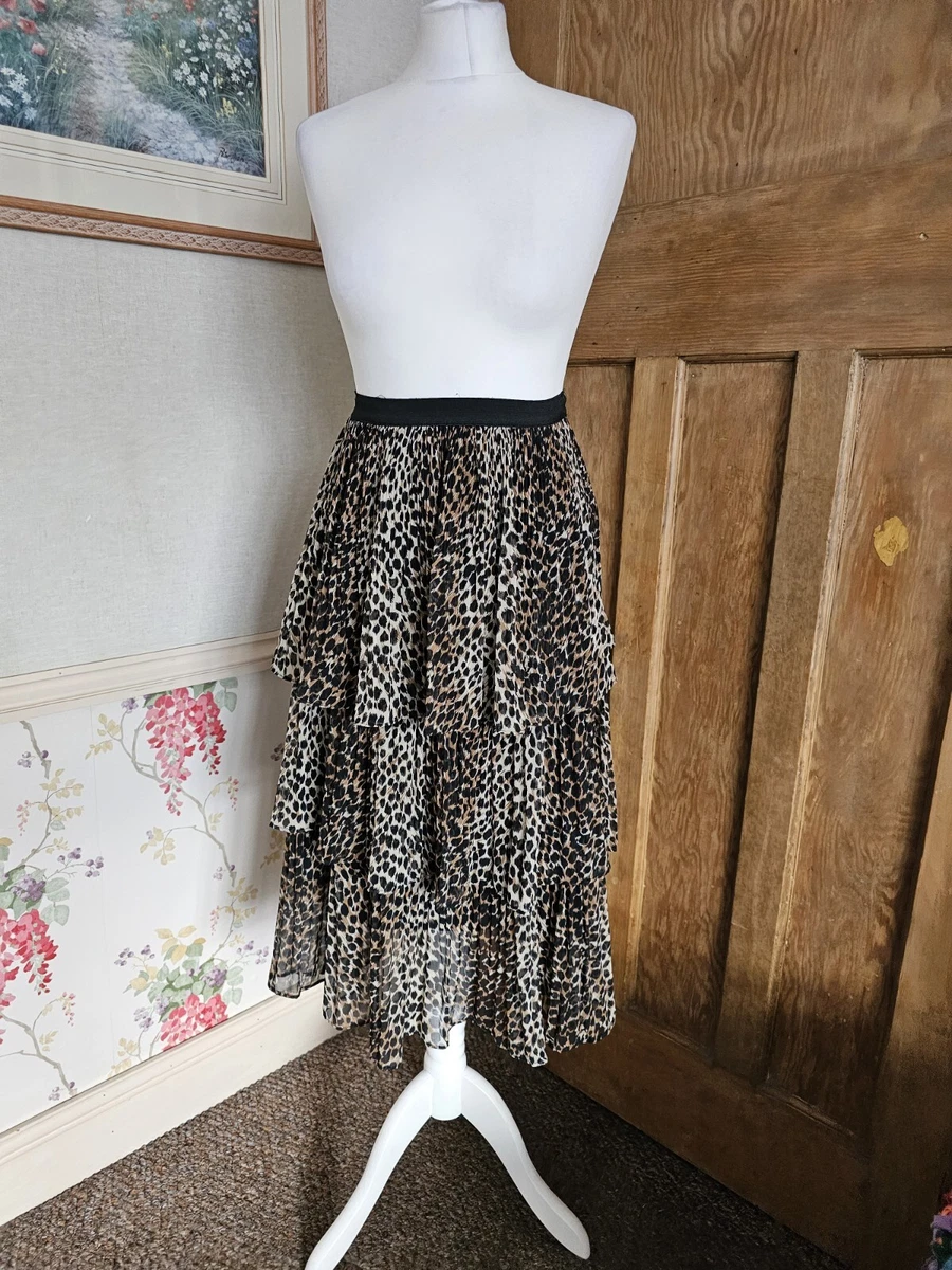 Topshop Petite Leopard Print Layered Skirt Size 8 Elastic Waist eBay