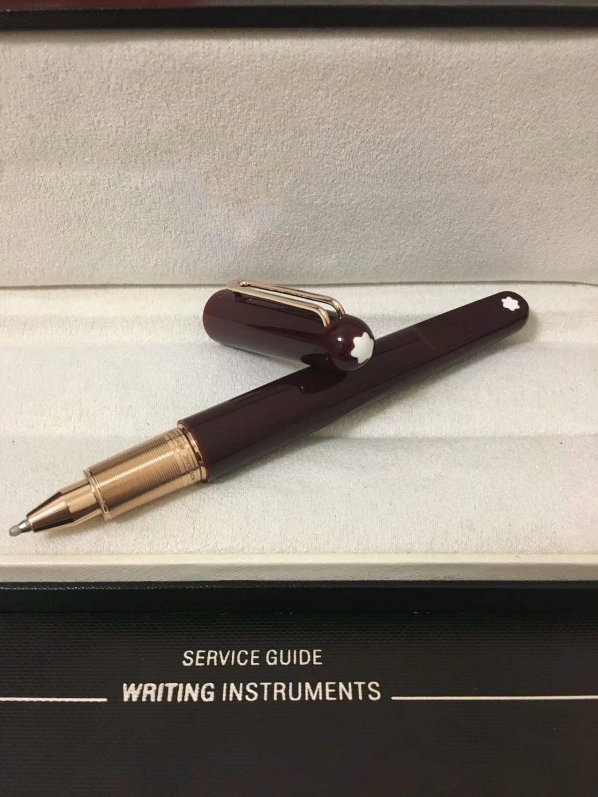 Deluxe Magnet Series Wine Red - Rose Gold Clip 0.7mm Rollerball Pen No Box