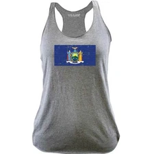 Ladies New York State Flag Distressed Racerback Tank Top