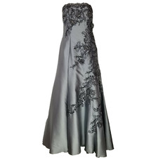 Vestido de noche Ivonne D Mon Cheri para mujer talla 10 plateado negro con cuentas