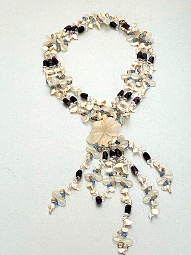 Stunning Amethyst, moonstone, Pearl, Blue Topaz Crystal Necklace