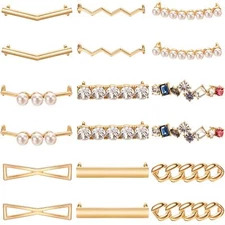 18 Pieces Sneaker Charms Rose Rhinestones Shoelaces Decorations Clips Faux DI...