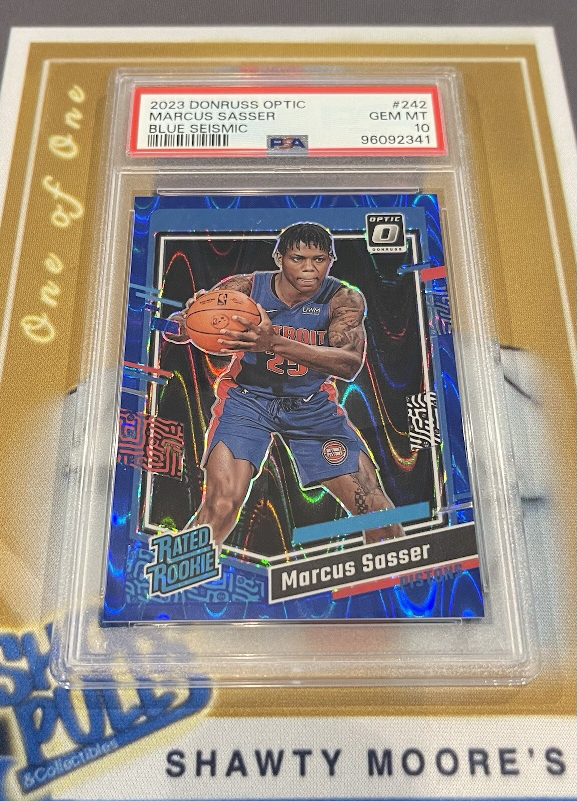 Pop 1🔥2023 Donruss Optic Blue Seismic /249 Marcus Sasser Rated Rookie RC PSA 10