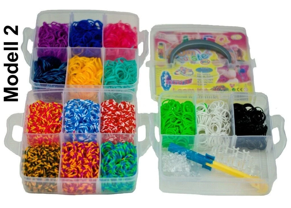 MARKENLOS LOOM Bands Mega XL Starter Set Armband Webrahmen Jumbo Box Gummibänder 3 Modelle