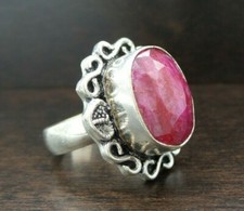 Stylish Large Vintage Sterling Silver  Ruby Ring