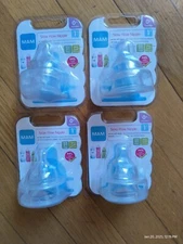 8 MAM Bottle Nipples Slow Flow Nipple Size 1 Newborn Babies 0+ Four Twin Packs