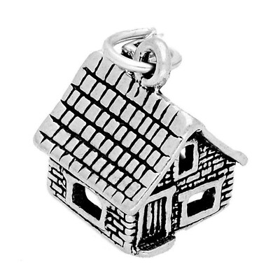 Dorothy's House Wizard of Oz 3D 925 Sterling Silver Charm Cottage MADE IN USA