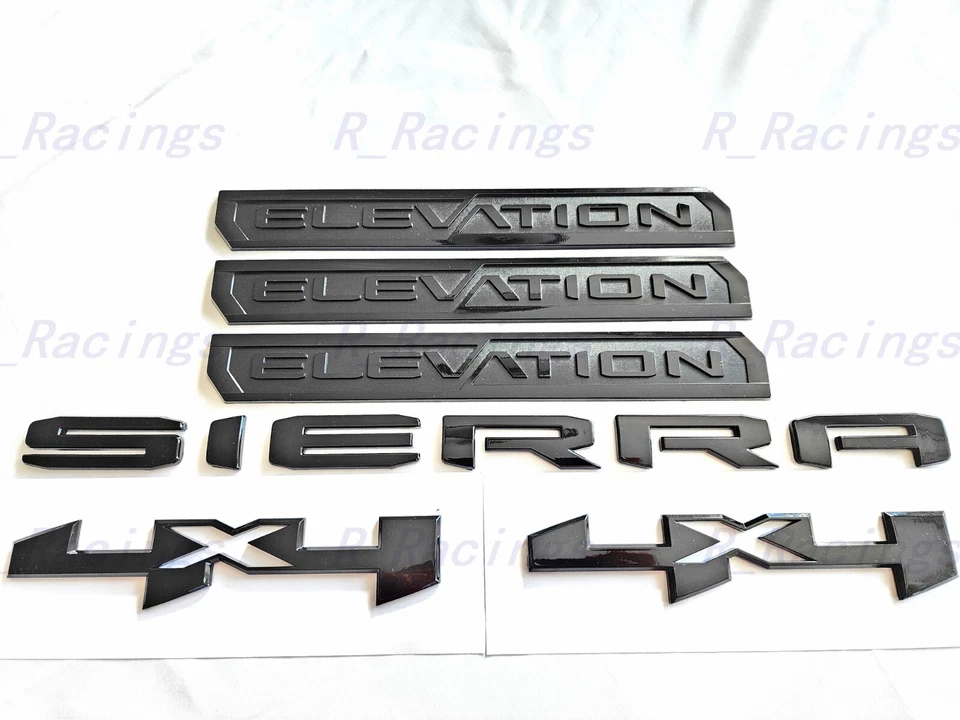 6PCS Gloss black Elevation Bed 4x4 Sierra Emblem 2019+ Sierra 1500 2500HD 3500HD - Image 3 of 4