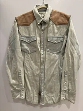 United Rivers x Del Toro Cotton & Leather Western Shirt (Size XL)