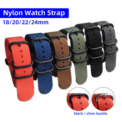 Factory Direct One Piece Loop Nylon Watch Strap Band 18mm 20mm 22mm 24mm Sport