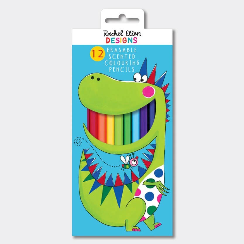 Dinosaur Scented Pencils Colouring Erasable Fruity Smells - Pack 12 Rachel Ellen