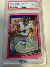 2023 PANINI CLEARLY DONRUSS AUTO #92 ZAY FLOWERS ROOKIE RC PINK 2/15 PSA 10