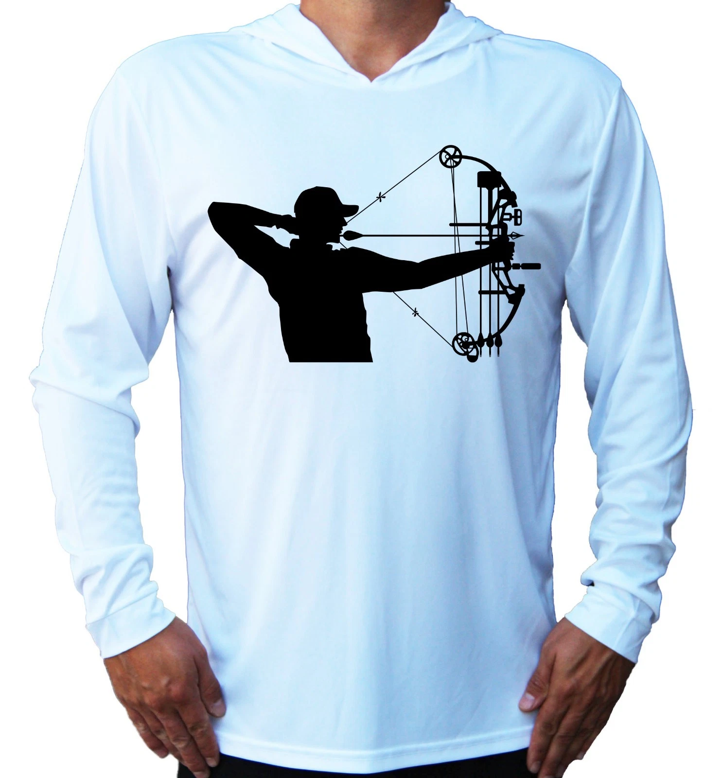 Bow Hunter Arrow UV Protected UPF 50 Long Sleeve Fishing Boat Water Sport Hood