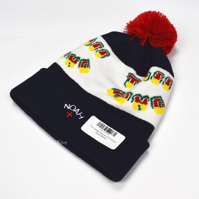NWT Noah NY Bob Marley Tuff Gong Core Logo Beanie Hat White Navy