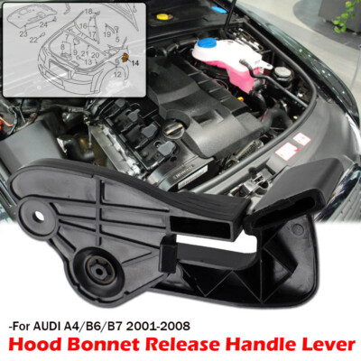 1xLH Driver For Audi A4 B6 B7 01-2008 Hood Latch Release Lever Handle Opener ABS