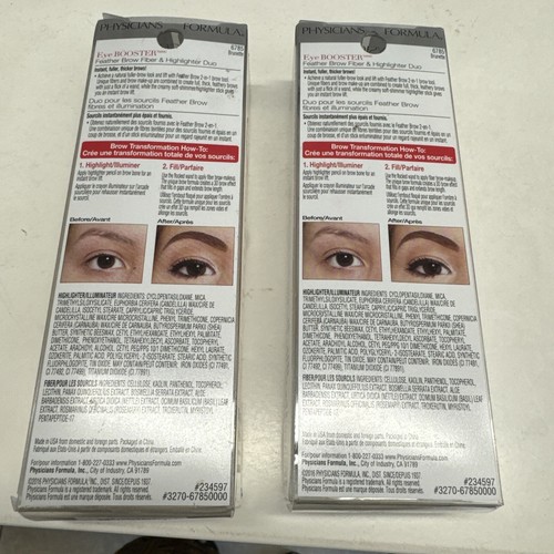 2 X Physicians Formula Eye Booster Feather Brow Fiber Highlighter Duo BRUNETTE - Picture 2 of 2