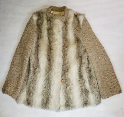 Vintage D'ESPRIT Dubrowsky & Perlbinder Faux Fur Wool Coat/Jacket Womens Size 12