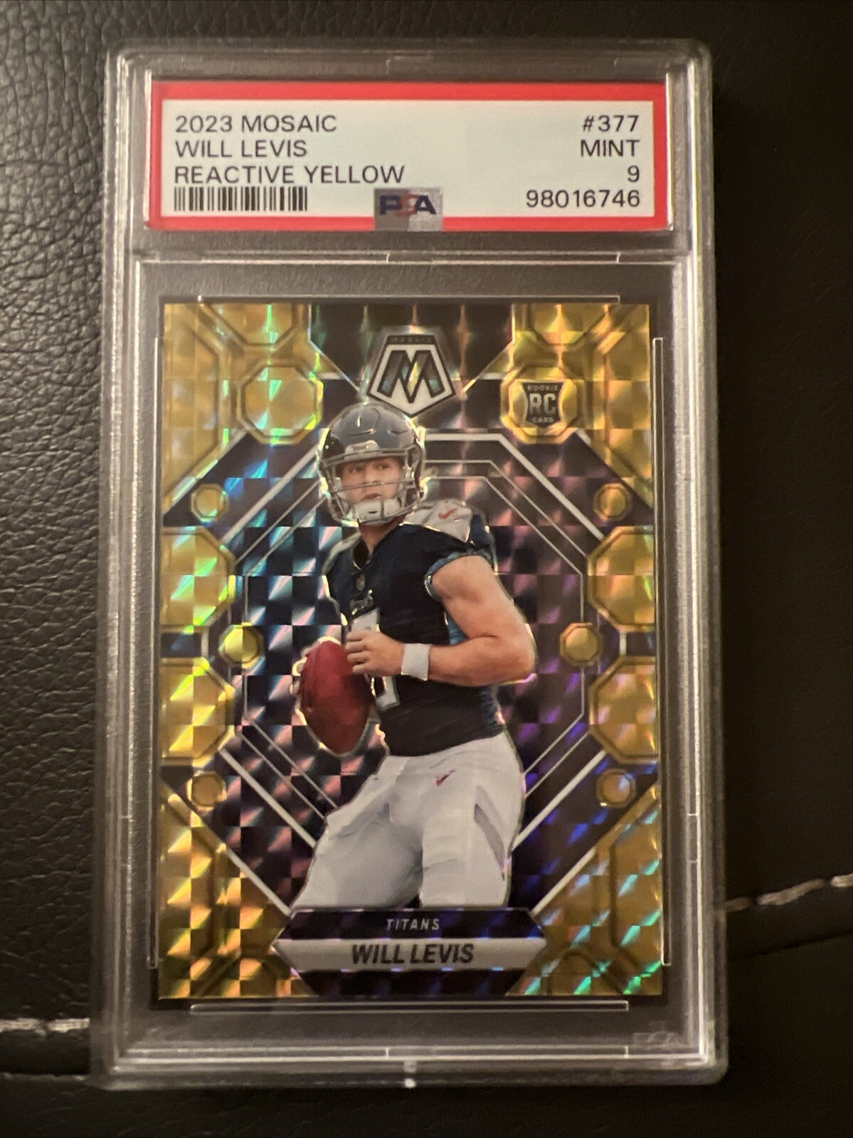 2023 Panini Mosaic WIll Levis Reactive Yellow Prizm Rookie RC #377 PSA 9 MINT
