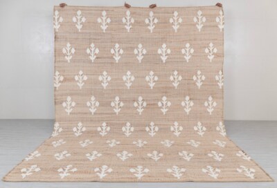 Elfenbein Blume Natur Jute Wolle Hochwertig Handgewebt Premium Qualität Boho ...