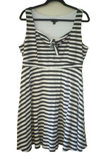 Torrid Women's Plus Size 1X Black White Striped Sleeveless Dress Stretch