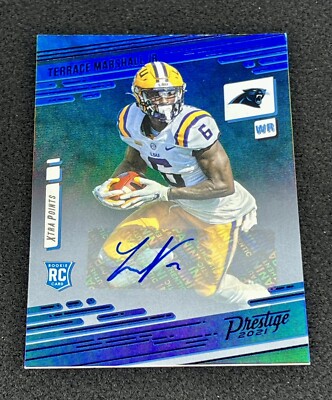 PANINI PRESTIGE XTRA POINTS BLUE 2021 RC AUTO SP TERRACE MARSHALL JR. CAR/LSU
