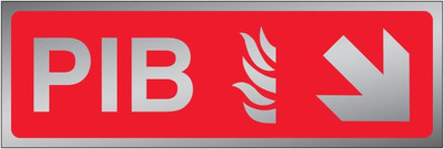 V Safety PIB Hinweisschild mit Pfeil nach unten/rechts, 300 x 100 mm, 3 mm, gebü