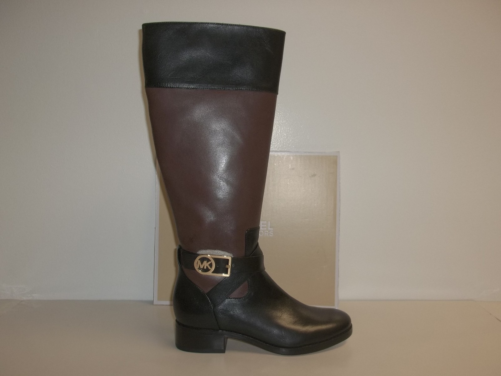 Michael Kors Talla 5.5 M BRYCE TALL Botas de Cuero Moca Negras Nuevos Zapatos para Mujer