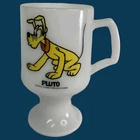 Walt Disney Productions PLUTO Vintage Milk Glass Footed Pedestal Mug Cup