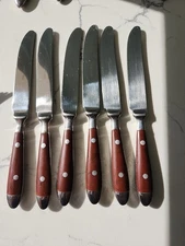6 Bistro Danesco Knives Brown Handles 2 Rivets Similar To Rostfrei Pattern