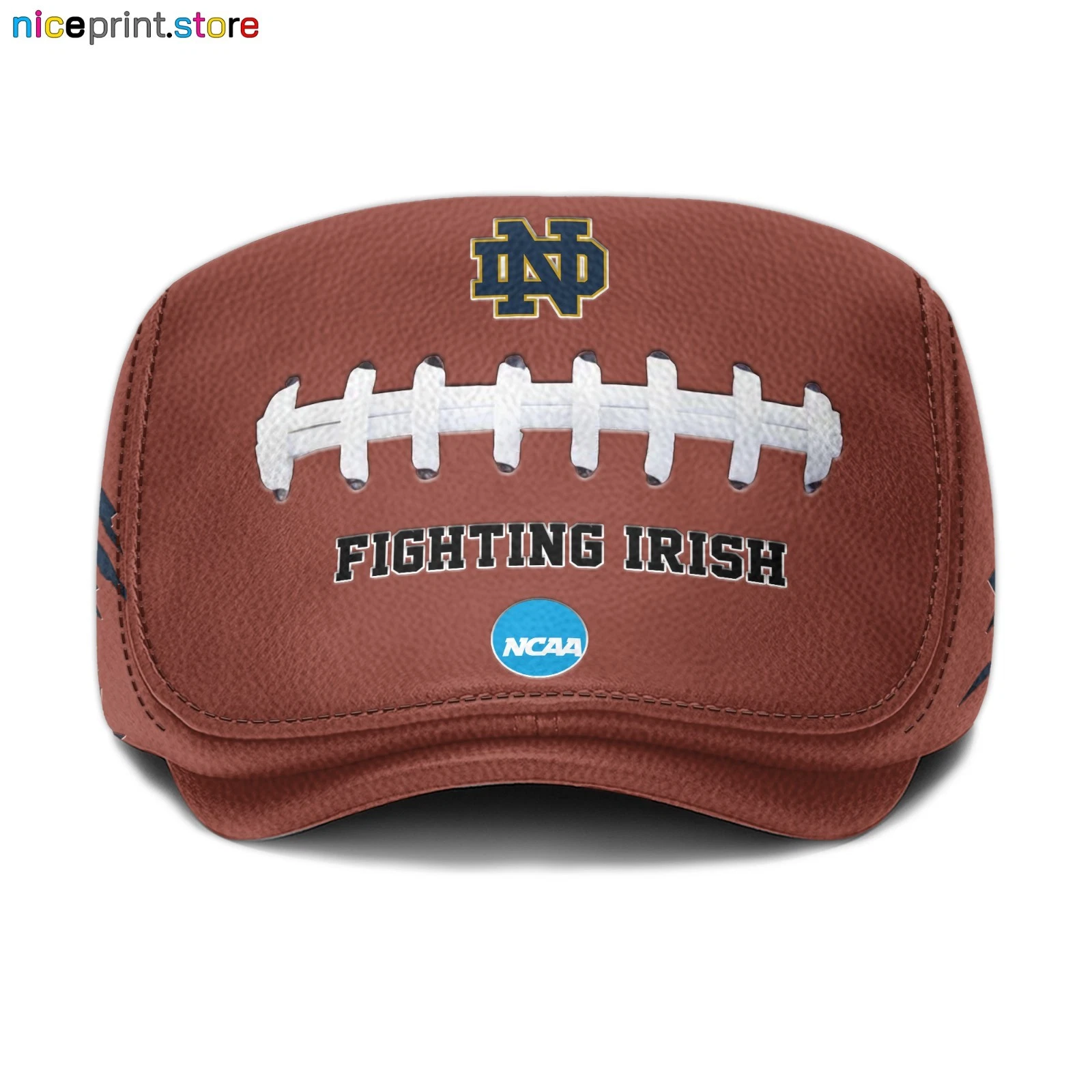 ND Team Fighting Irish Leather Jeff Cap NCAA Driver Cap Leather Flat cap