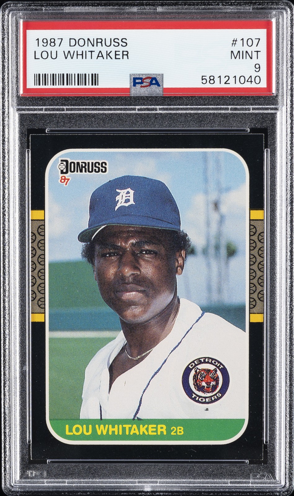 1987 DONRUSS #107 LOU WHITAKER PSA 9