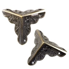 Piutouyar 48 Pcs Antique Box Corner Protectors, 1"x1"x1", Bronze