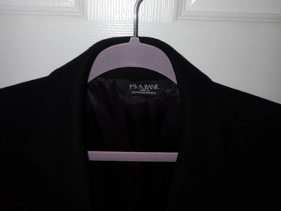 Jos. A Bank Men's 40R Signature Collection 100% Cashmere BLACK Top Coat Overcoat - Image 4 of 4