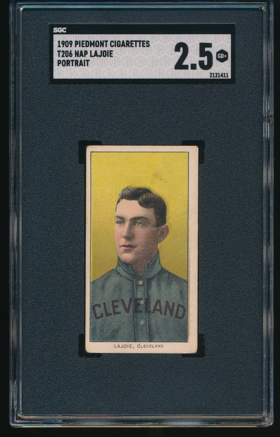1909-11 T206 Nap Lajoie Portrait Cleveland Naps Piedmont Series 150 SGC 2.5 GD+