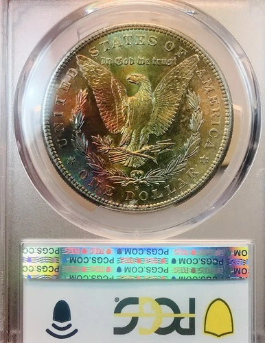 1881 S MORGAN DOLLAR PCGS MS65**BAG TONED BEAUTY! HUGE RAINBOW! WOW$$ NR #090